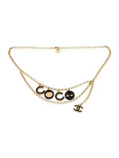 Pre-owned Chanel 2024 Interlocking Cc Logo Chain-link Belt In Gold