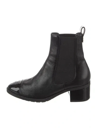 Pre-owned Chanel 2024 Interlocking Cc Logo Chelsea Boots In Black