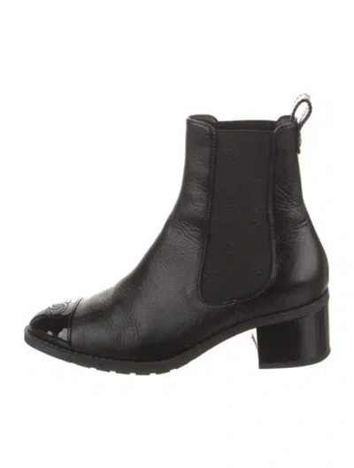 Pre-owned Chanel 2024 Interlocking Cc Logo Chelsea Boots In Black