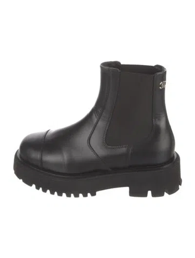 Pre-owned Chanel 2024 Interlocking Cc Logo Chelsea Boots In Black