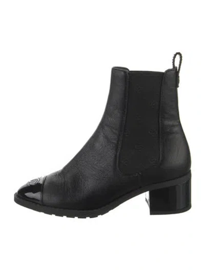 Pre-owned Chanel 2024 Interlocking Cc Logo Chelsea Boots In Black