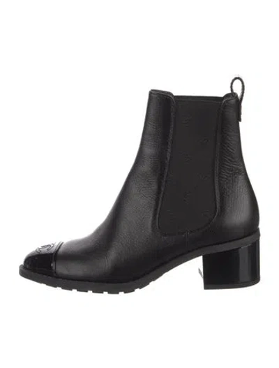 Pre-owned Chanel 2024 Interlocking Cc Logo Chelsea Boots In Black