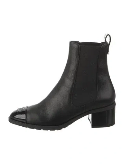 Pre-owned Chanel 2024 Interlocking Cc Logo Chelsea Boots In Black