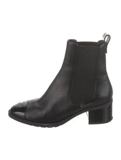 Pre-owned Chanel 2024 Interlocking Cc Logo Chelsea Boots In Black