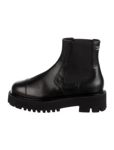 Pre-owned Chanel 2024 Interlocking Cc Logo Chelsea Boots In Black