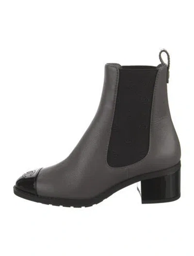 Pre-owned Chanel 2024 Interlocking Cc Logo Chelsea Boots In Gray