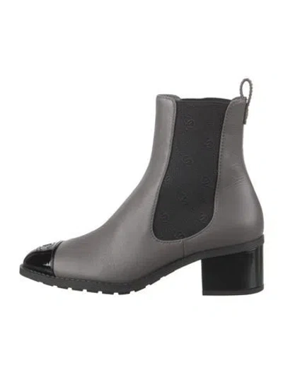 Pre-owned Chanel 2024 Interlocking Cc Logo Chelsea Boots In Grey