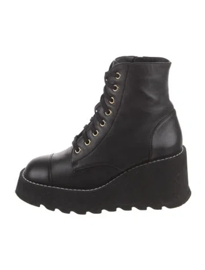 Pre-owned Chanel 2024 Interlocking Cc Logo Combat Boots In Black