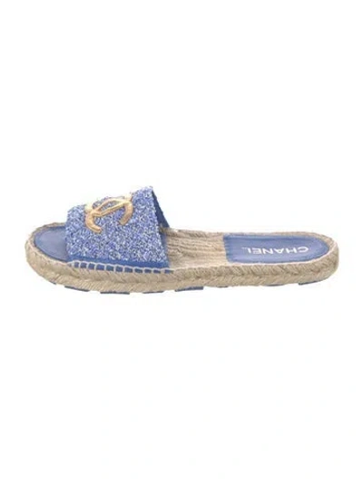 Pre-owned Chanel 2024 Interlocking Cc Logo Espadrilles In Blue