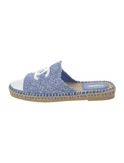 Pre-owned Chanel 2024 Interlocking Cc Logo Espadrilles In Blue