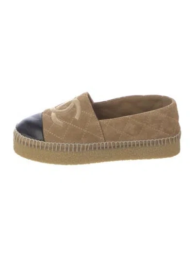 Pre-owned Chanel 2024 Interlocking Cc Logo Espadrilles In Brown