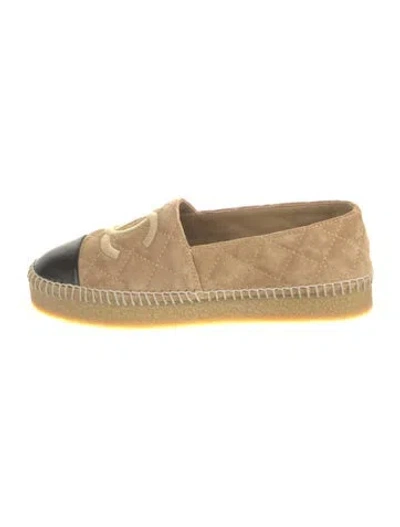 Pre-owned Chanel 2024 Interlocking Cc Logo Espadrilles In Brown