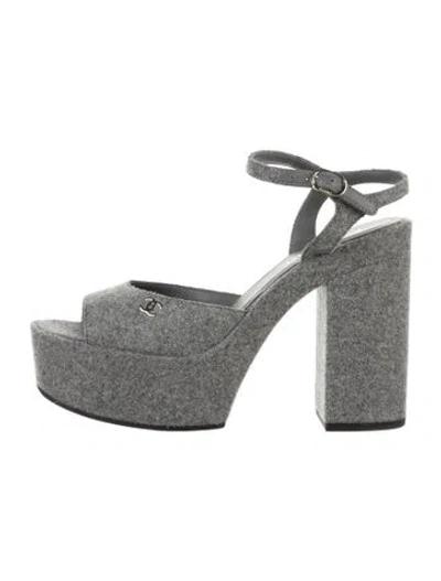 Pre-owned Chanel 2024 Interlocking Cc Logo Espadrilles In Gray