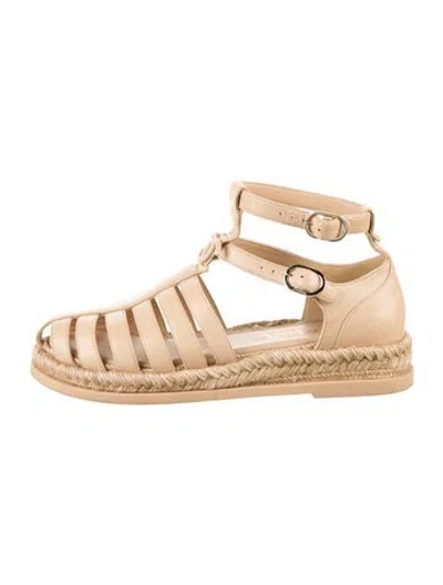 Pre-owned Chanel 2024 Interlocking Cc Logo Espadrilles In Neutrals