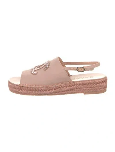 Pre-owned Chanel 2024 Interlocking Cc Logo Espadrilles In Pink