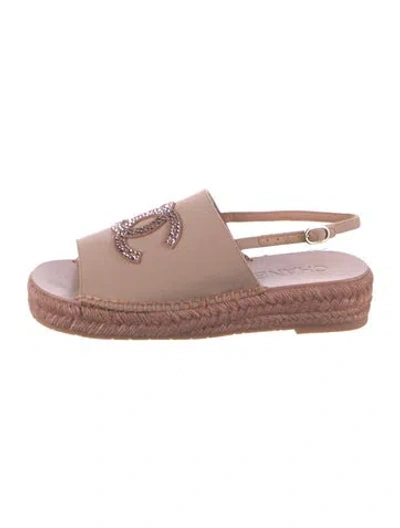 Pre-owned Chanel 2024 Interlocking Cc Logo Espadrilles In Pink