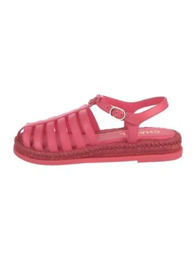 Pre-owned Chanel 2024 Interlocking Cc Logo Espadrilles In Pink