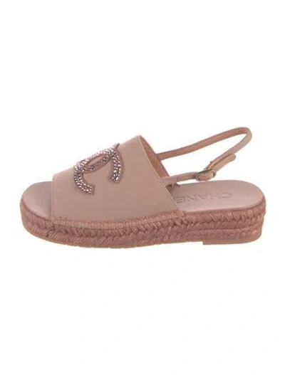 Pre-owned Chanel 2024 Interlocking Cc Logo Espadrilles In Pink