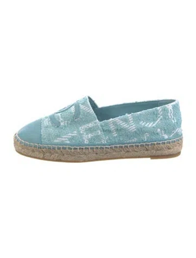 Pre-owned Chanel 2024 Interlocking Cc Logo Espadrilles W/ Tags In Blue