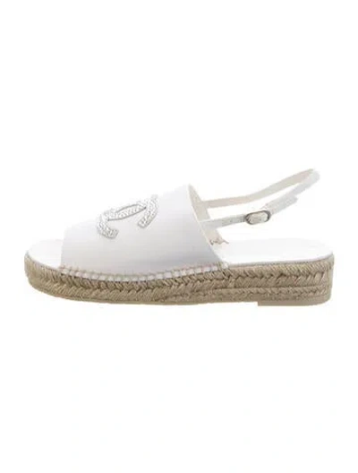 Pre-owned Chanel 2024 Interlocking Cc Logo Espadrilles In White