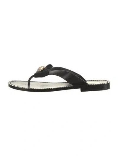 Pre-owned Chanel 2024 Interlocking Cc Logo Flip Flops In Black