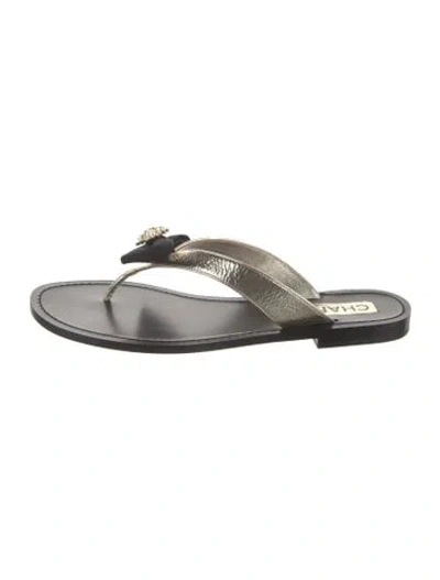 Pre-owned Chanel 2024 Interlocking Cc Logo Flip Flops In Black