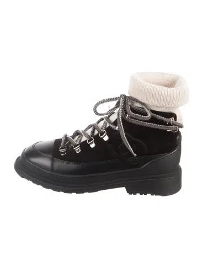 Pre-owned Chanel 2024 Interlocking Cc Logo Hiking Boots In Black