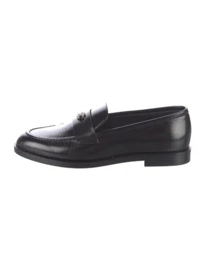Pre-owned Chanel 2024 Interlocking Cc Logo Loafers In Black