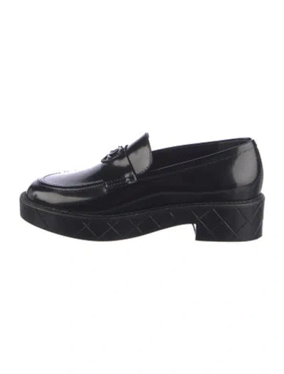 Pre-owned Chanel 2024 Interlocking Cc Logo Loafers In Black