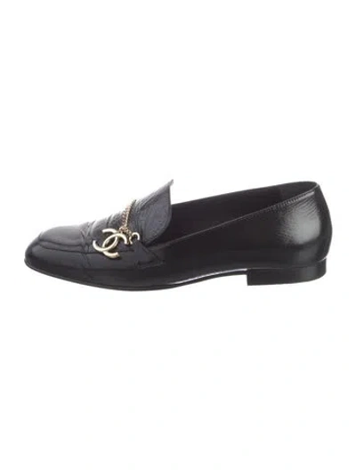 Pre-owned Chanel 2024 Interlocking Cc Logo Loafers In Black