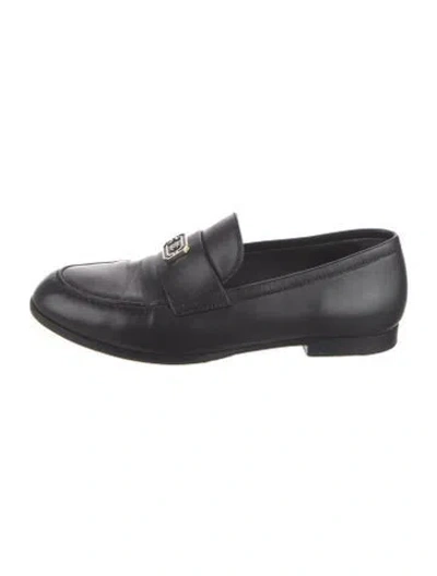 Pre-owned Chanel 2024 Interlocking Cc Logo Loafers In Black