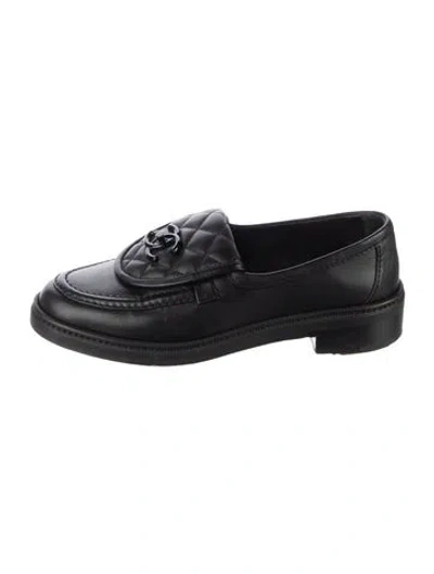 Pre-owned Chanel 2024 Interlocking Cc Logo Loafers In Black