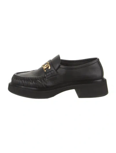 Pre-owned Chanel 2024 Interlocking Cc Logo Loafers In Black/gold