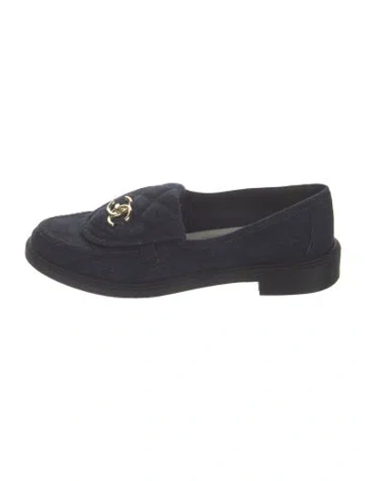 Pre-owned Chanel 2024 Interlocking Cc Logo Loafers In Blue