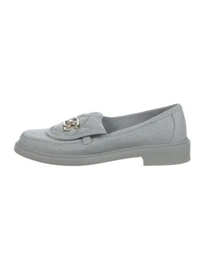 Pre-owned Chanel 2024 Interlocking Cc Logo Loafers In Blue
