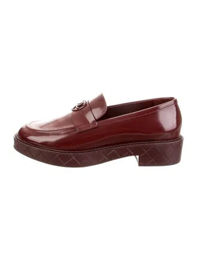 Pre-owned Chanel 2024 Interlocking Cc Logo Loafers In Burgundy