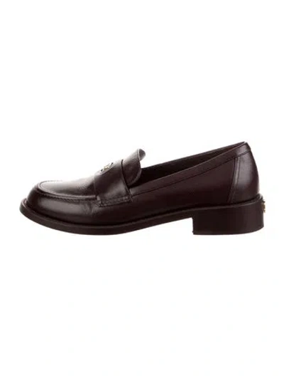 Pre-owned Chanel 2024 Interlocking Cc Logo Loafers In Burgundy