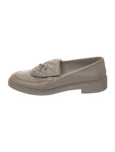 Pre-owned Chanel 2024 Interlocking Cc Logo Loafers In Grey