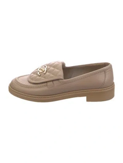 Pre-owned Chanel 2024 Interlocking Cc Logo Loafers In Neutral