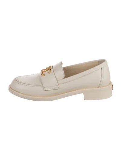 Pre-owned Chanel 2024 Interlocking Cc Logo Loafers In Neutrals