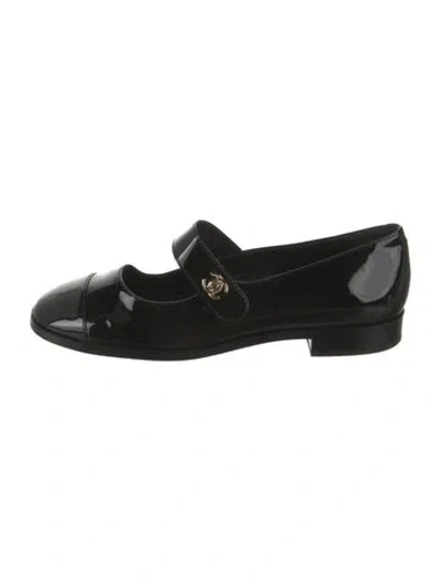 Pre-owned Chanel 2024 Interlocking Cc Logo Mary Jane Flats In Black