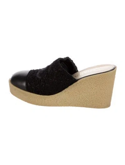 Pre-owned Chanel 2024 Interlocking Cc Logo Mules In Black