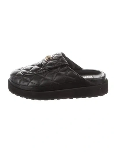 Pre-owned Chanel 2024 Interlocking Cc Logo Mules In Black
