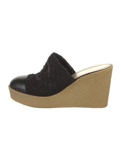 Pre-owned Chanel 2024 Interlocking Cc Logo Mules In Black