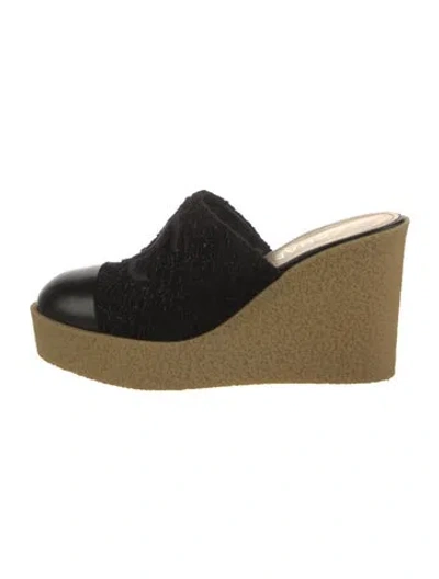 Pre-owned Chanel 2024 Interlocking Cc Logo Mules In Black