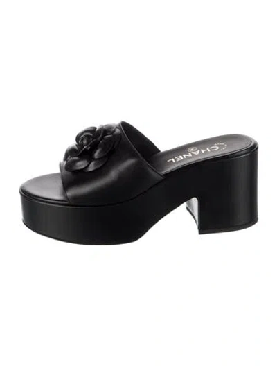 Pre-owned Chanel 2024 Interlocking Cc Logo Mules In Black