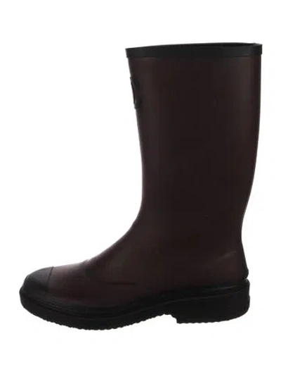 Pre-owned Chanel 2024 Interlocking Cc Logo Rain Boots In Burgundy