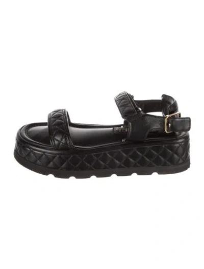 Pre-owned Chanel 2024 Interlocking Cc Logo Sandals In Black