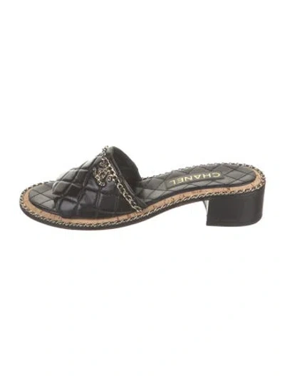 Pre-owned Chanel 2024 Interlocking Cc Logo Slides In Black