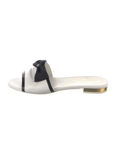 Pre-owned Chanel 2024 Interlocking Cc Logo Slides In Black/white